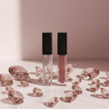 Clear & Dusty Rose Lip Gloss Duo — Pink Background