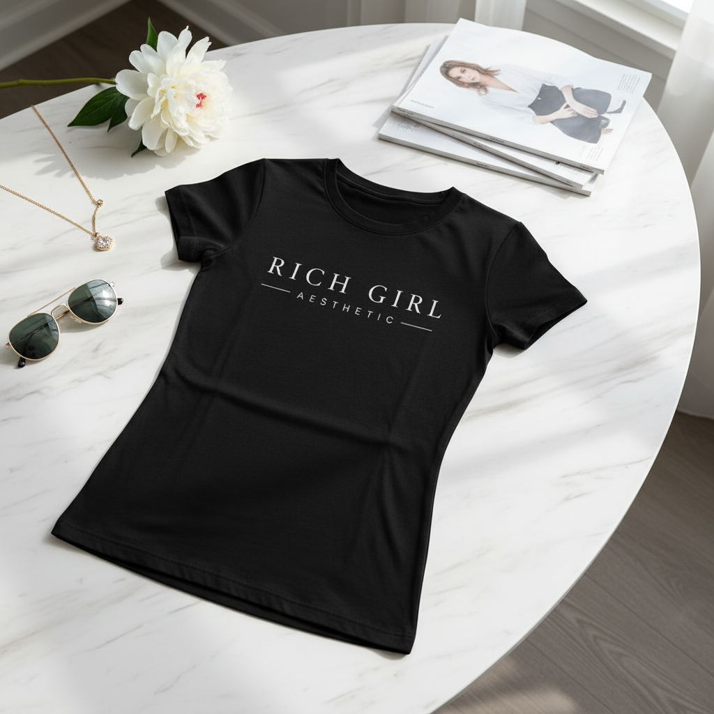 Rich Girl Aesthetic Tee on Marble